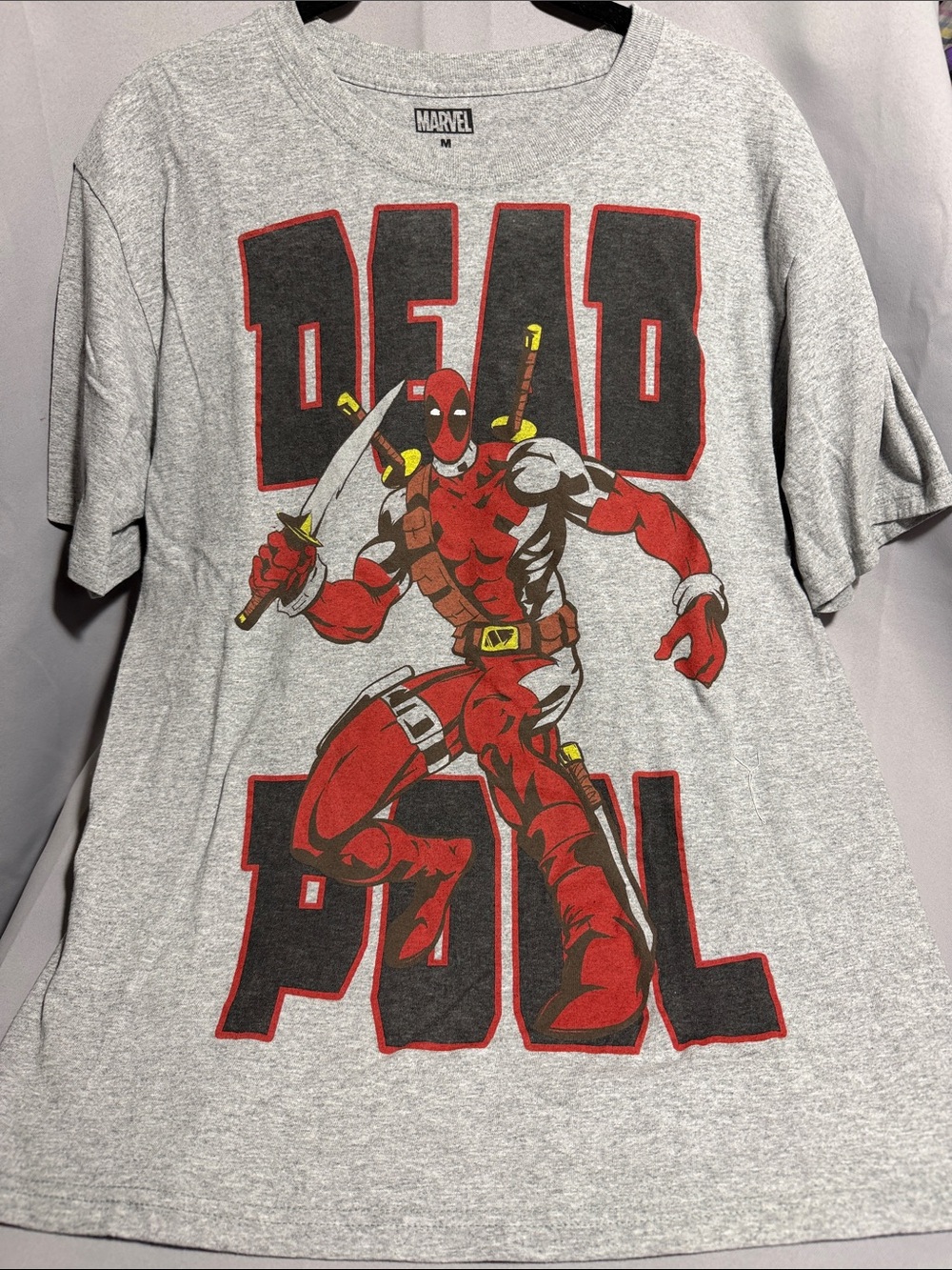 Marvel Gray Tee with Red Deadpool Graphic
